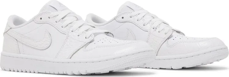 Air Jordan 1 Low Golf White Crocodile Cleats, white