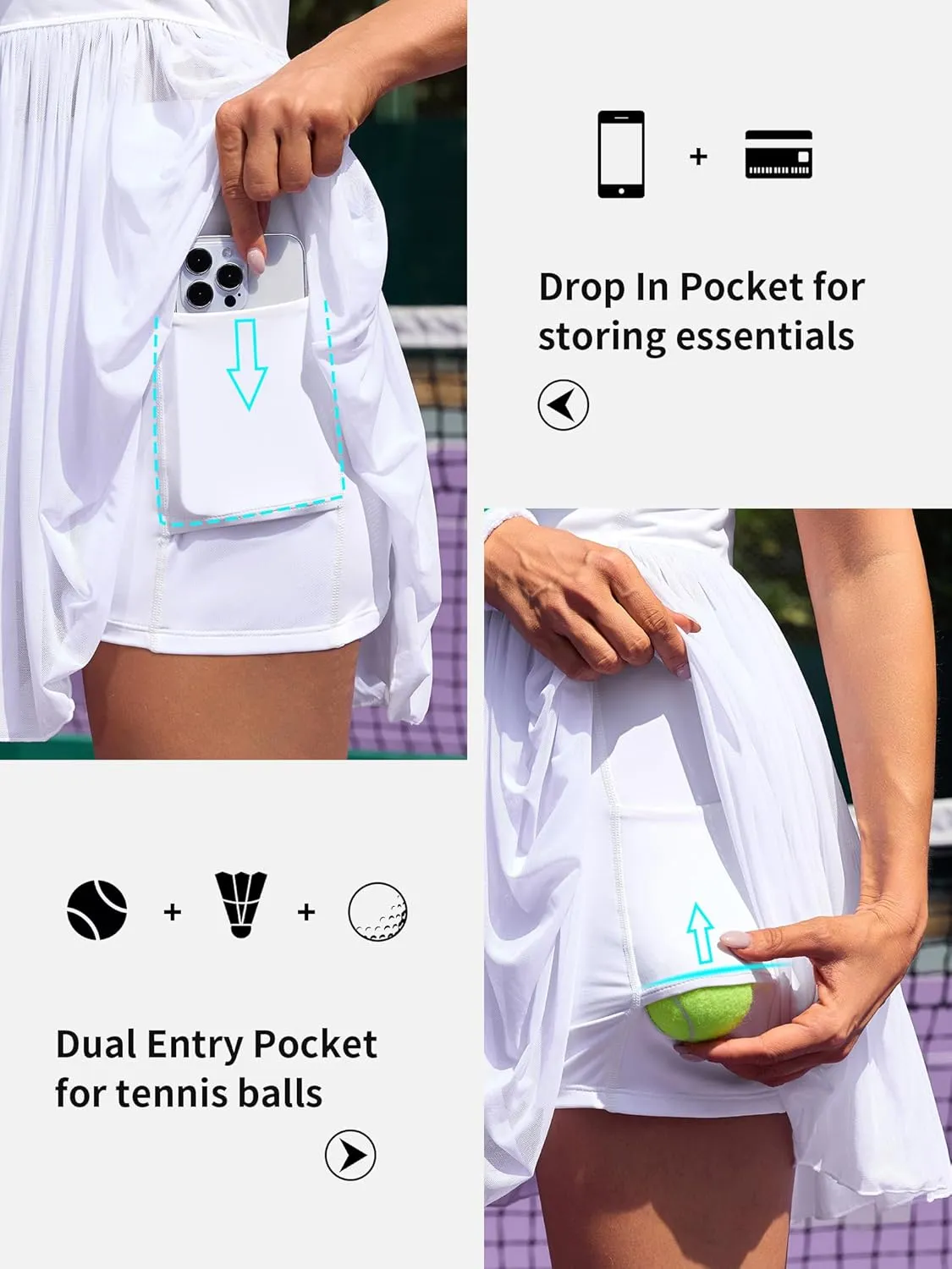 ATTRACO Tennis Dresses for Women with Shorts Pockets and Bra V Neck Racerback Golf Outfits