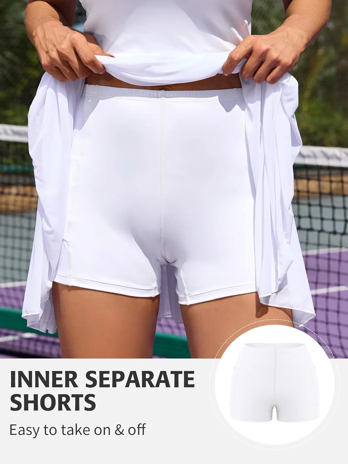ATTRACO Tennis Dresses for Women with Shorts Pockets and Bra V Neck Racerback Golf Outfits