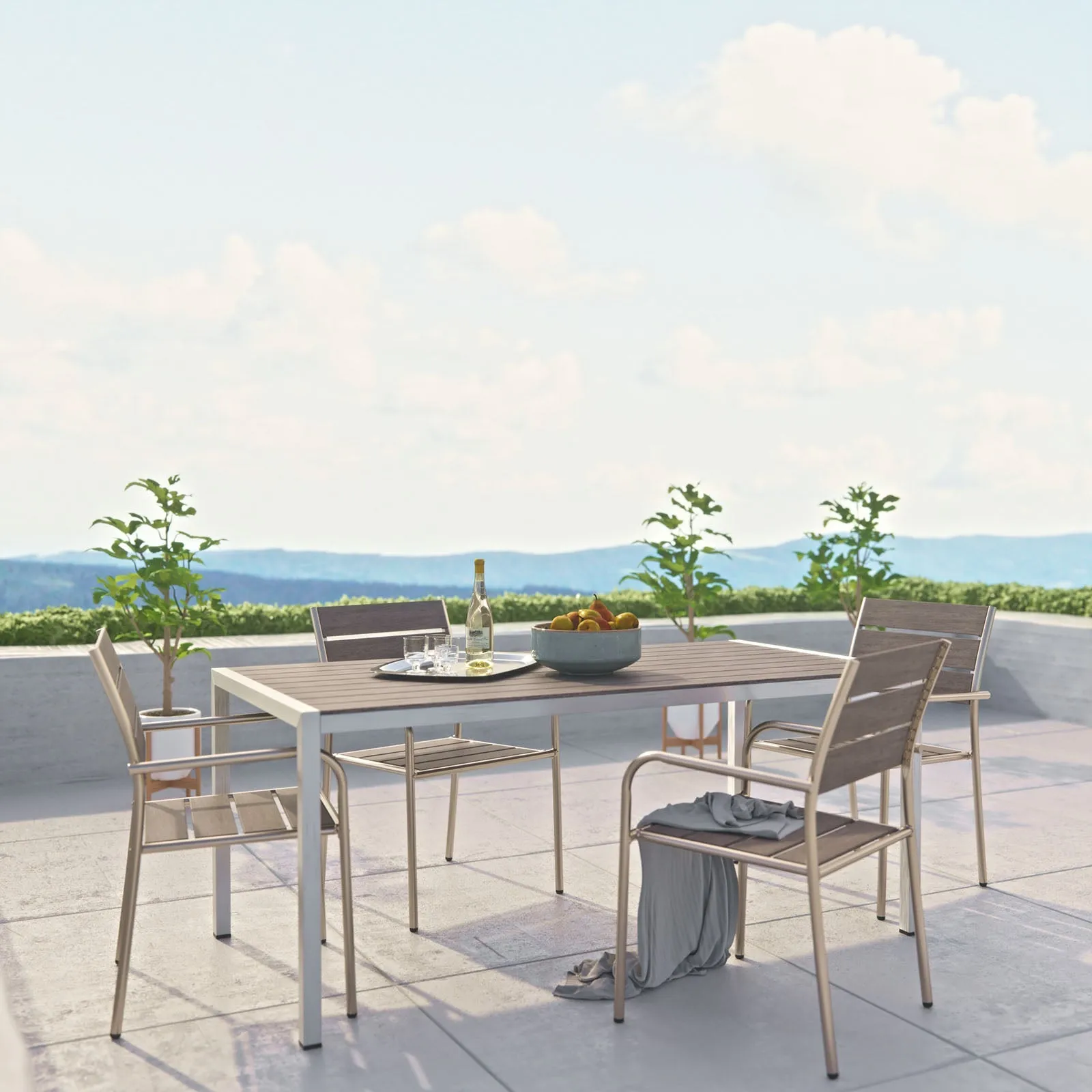 Coast 5-Piece Outdoor Patio Aluminum Dining Set – 71”