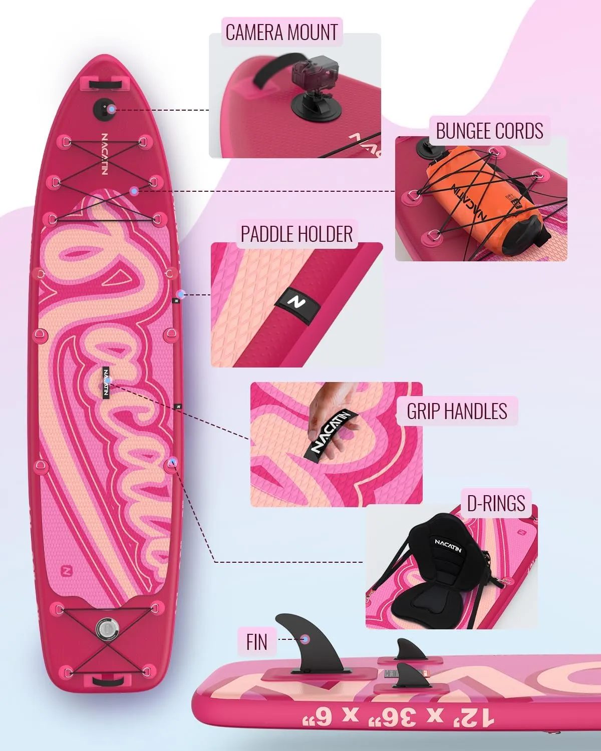 Inflatable Stand Up Paddle Board 12' with Kayak Seat & Dual Paddles  Premium SUP Board for Adults & Families Includes Kayak Conversion Kit, Pump, Leash & Accessories  Stable Wide Deck for Beginners