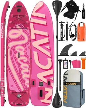 Inflatable Stand Up Paddle Board 12' with Kayak Seat & Dual Paddles  Premium SUP Board for Adults & Families Includes Kayak Conversion Kit, Pump, Leash & Accessories  Stable Wide Deck for Beginners