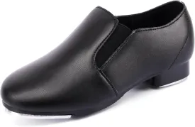 Linodes Unisex-Child Double Elastics Slip on Tap Shoe for Girls and Boys Tap Flat