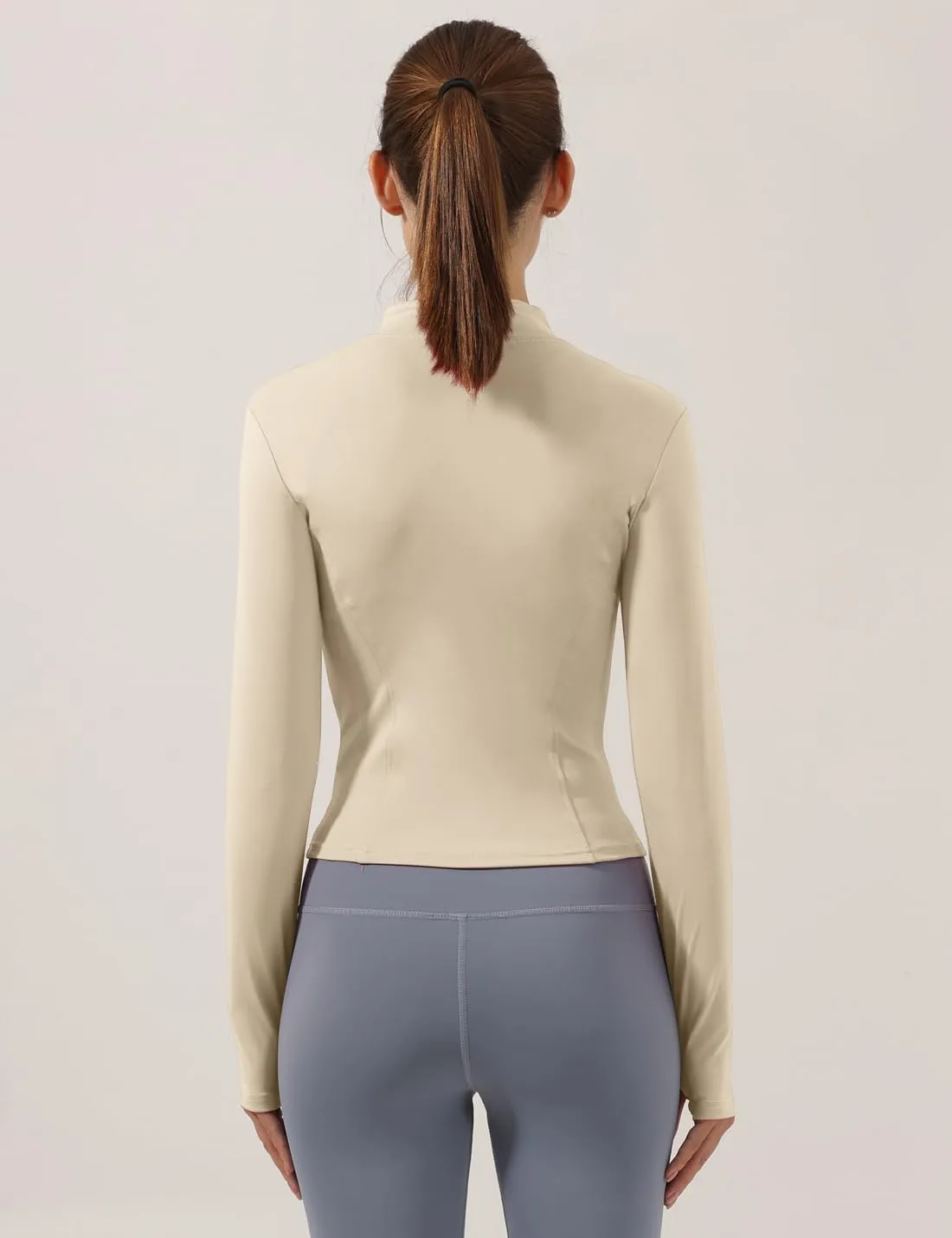 Locachy Women's Lightweight Stretchy Workout Full Zip Running Track Jacket with Thumb Holes
