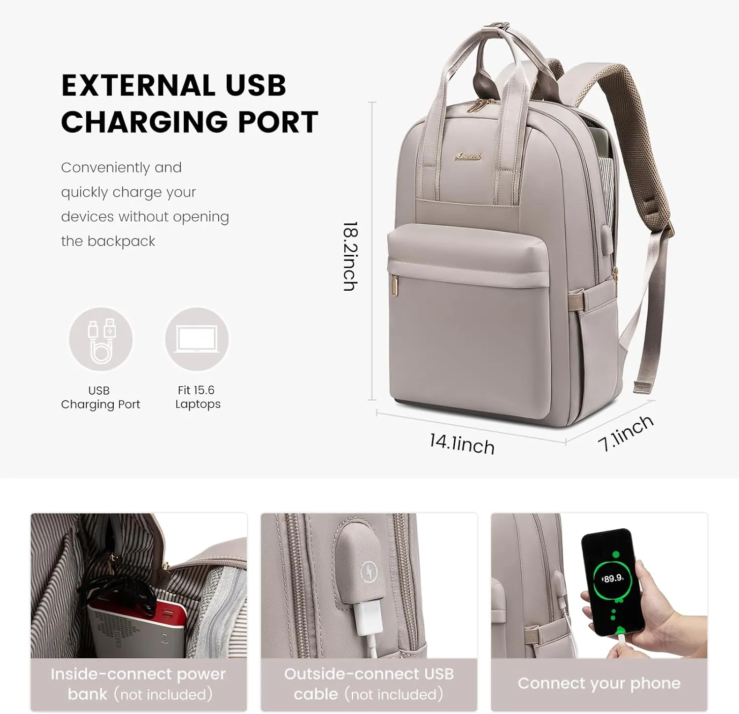 LOVEVOOK Laptop Backpack Purse for Women, 15.6 Inch Travel Laptop Bag with USB Port, Waterproof Work Teacher Nurse Computer Backpack, Durable Casual Daypack