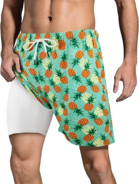 LUCOWEE Mens Swim Trunks Comfortable Compression Liner Swim Shorts Zipper Pockets Quick Dry 7" Inseam Bathing Suit Swimsuits