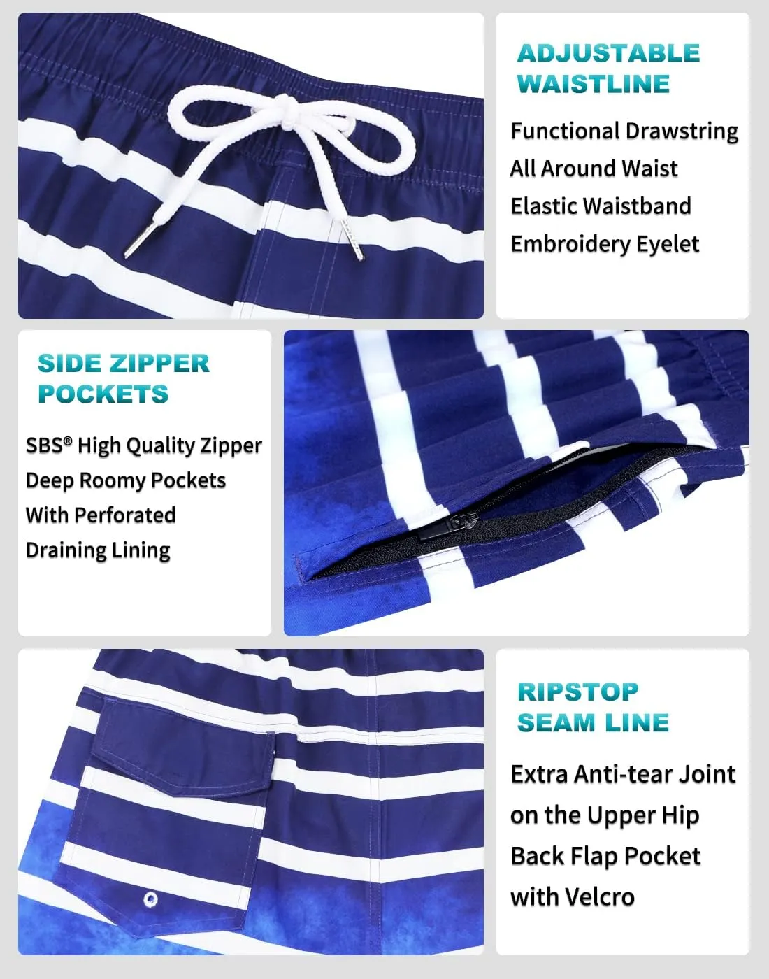 LUCOWEE Mens Swim Trunks Comfortable Compression Liner Swim Shorts Zipper Pockets Quick Dry 7" Inseam Bathing Suit Swimsuits