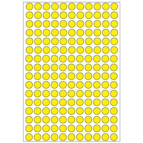 Office Pack Multi-purpose Labels Round 8mm Yellow (2211)
