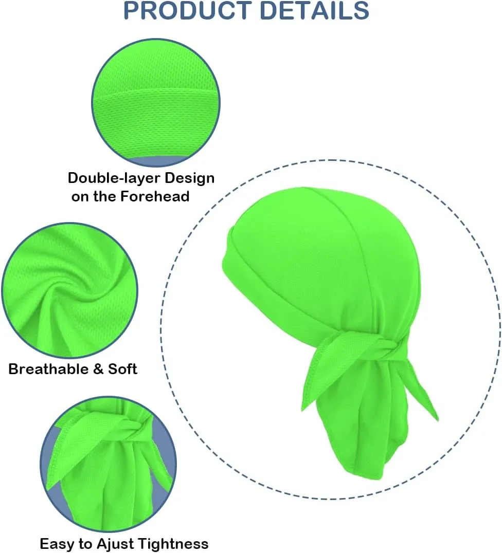 Sweat Wicking Do Rags Skull Caps, Cooling Hip Hop Hat, Beanie Durag Motorcycle Head Wrap Doo Rag Liner for Men Women