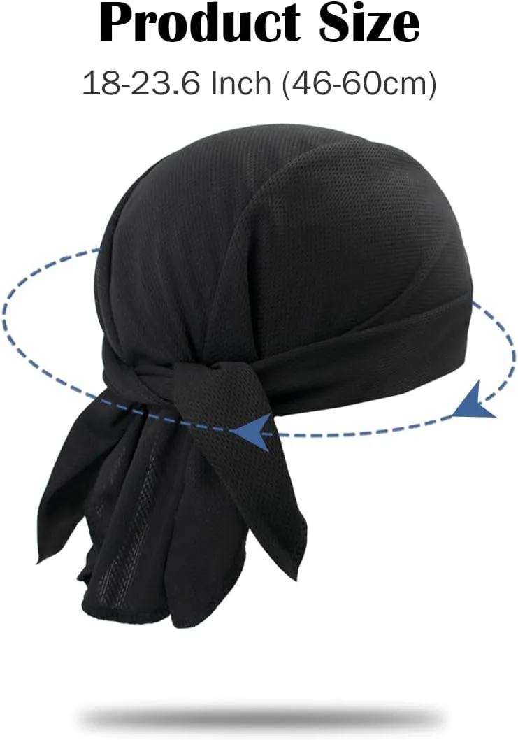 Sweat Wicking Do Rags Skull Caps, Cooling Hip Hop Hat, Beanie Durag Motorcycle Head Wrap Doo Rag Liner for Men Women