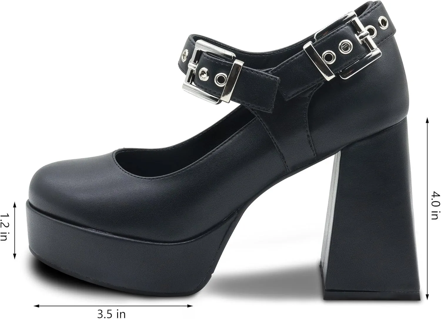 Women's Closed Toe Chunky Platform Block Heels Ankle Strap Goth Mary Janes Shoes